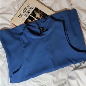 COBALT BLUE COLLARED SLEEVELESS BLOUSE